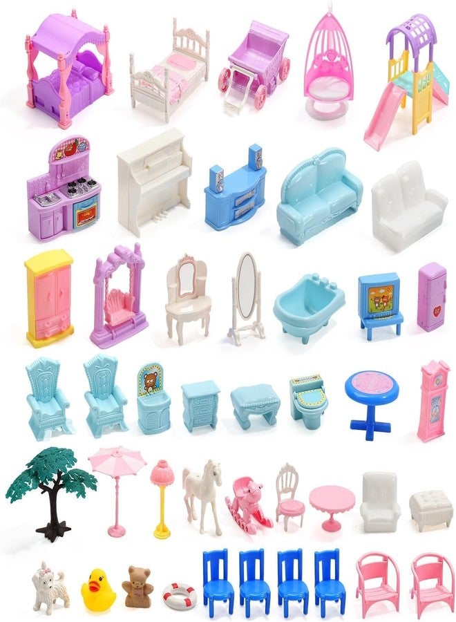 JOYJAY 4-Story Princess Castle Dollhouse Building Toy Playset Movable Slides, Stairs, Furniture, Accessories, Dolls, Pets, Cottage Pretend Play House, DIY Creative Gift for Girls Toddlers Ages 3+ - Image 5